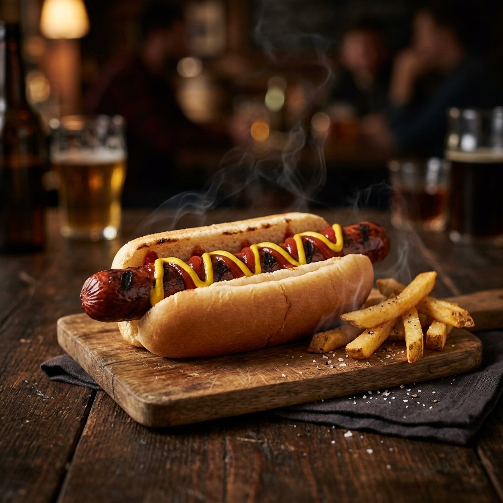 Hotdog artesanal recién hecho